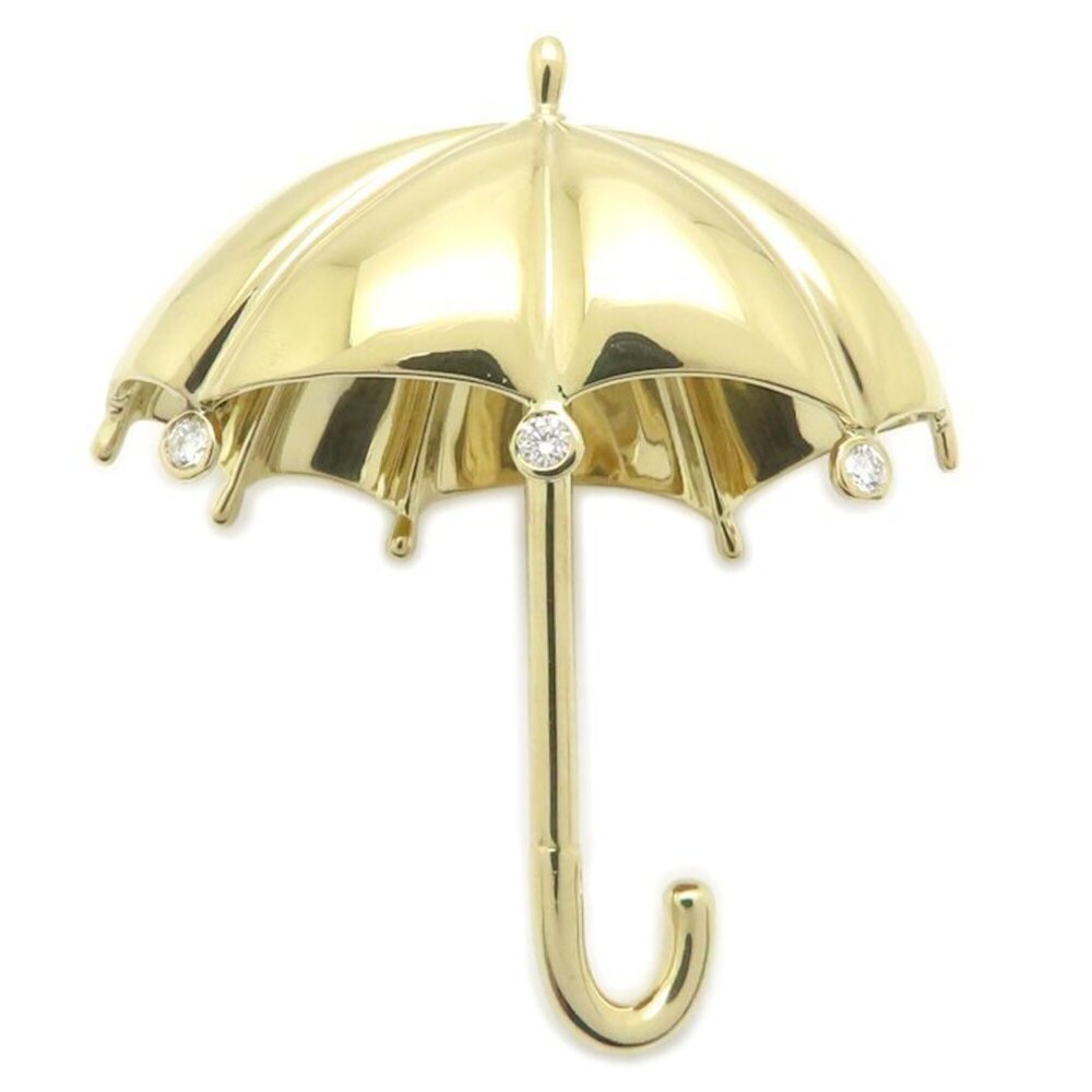 TIFFANY&Co. Umbrella Diamond Brooch 18K Yellow Gold Women's 295917